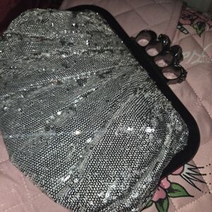 Glamorous Silver Sequin Crossbody Bag